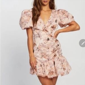 NWT Missguided Floral Puff Sleeve Mini Dress - 00P/XXSP